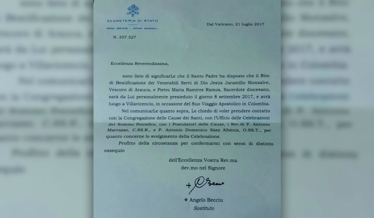 Beatificación Villavicencio 8 de septiembre